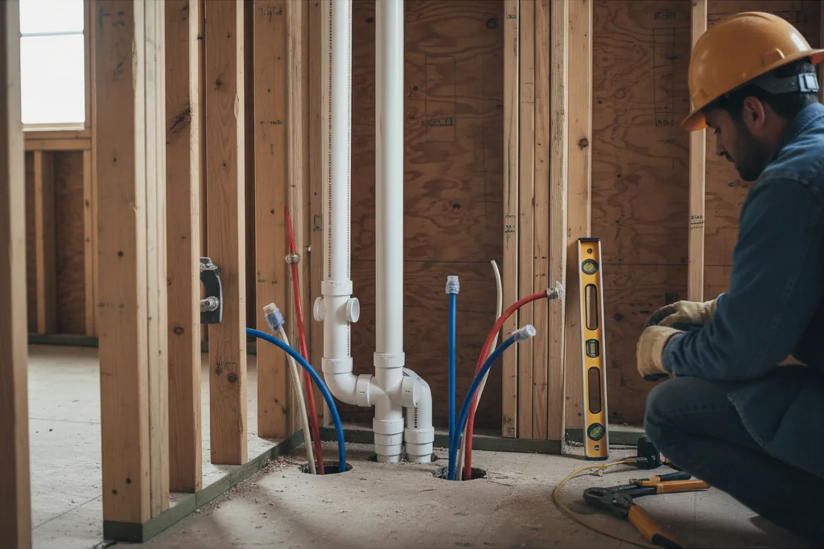Drain and supply rough-in during Garbage Disposal Repair in Easton